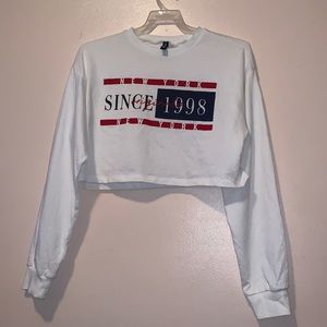 Long sleeves white crop top size XS